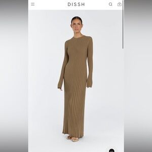DISSH LONG SLEEVE MIDI DRESS IN KHAKI- sold out color!! Size medium NWT